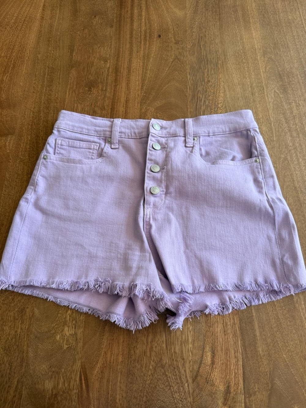 Sneak Peek Lavender High-Rise Button-Front Denim Shorts
